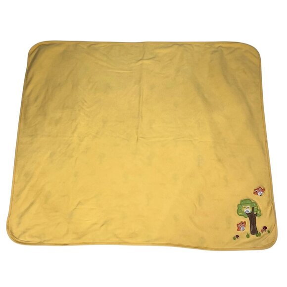 Gymboree Yellow White Forest Owl Tree Baby Swaddle Cotton Blanket - Picture 6 of 12